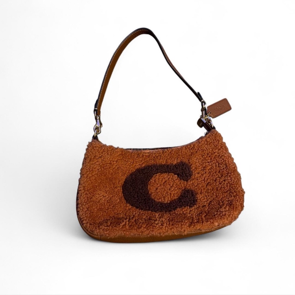Coach Tan Shearling Shoulder Bag